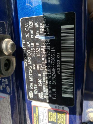 3KPA24AB2KE206114 KIA RIO S
