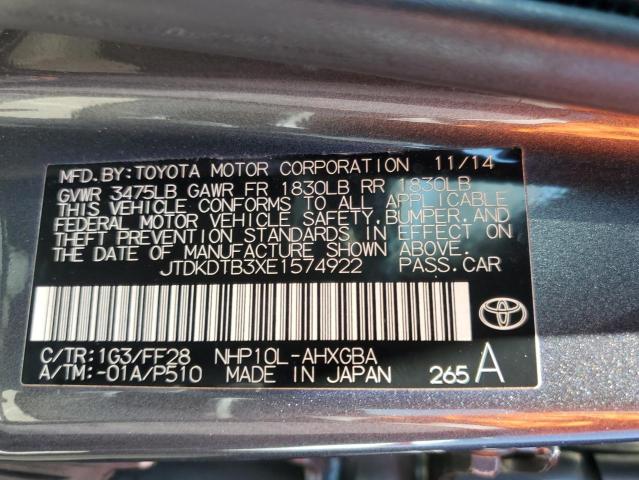 JTDKDTB3XE1574922 Toyota PRIUS C