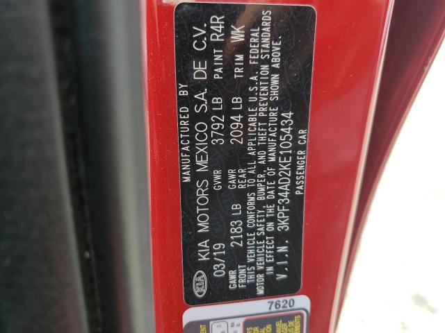 3KPF34AD2KE105434 KIA Forte Gt Line