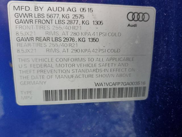 2016 AUDI SQ5 PRESTI WA1VCAFP7GA003516