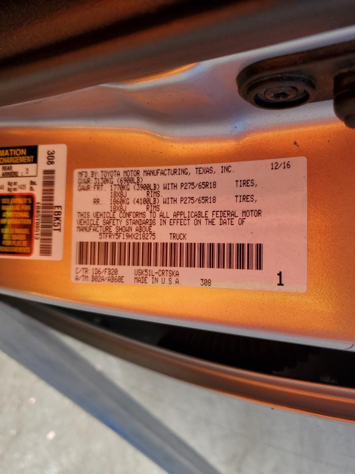 5TFRY5F19HX218275 TOYOTA TUNDRA 2017