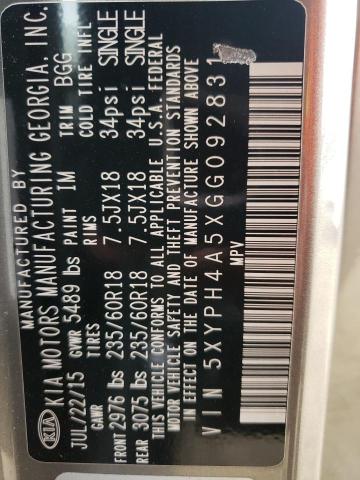 5XYPH4A5XGG092831 KIA SORENTO EX