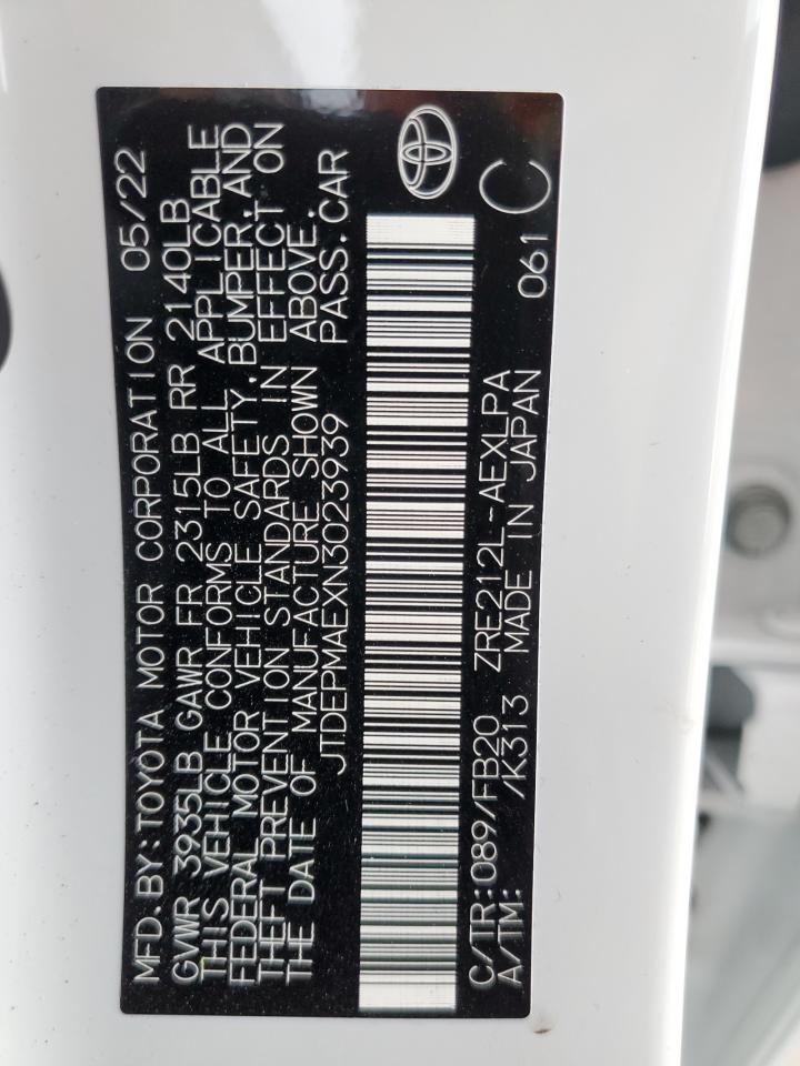 JTDEPMAEXN3023939 TOYOTA COROLLA 2022
