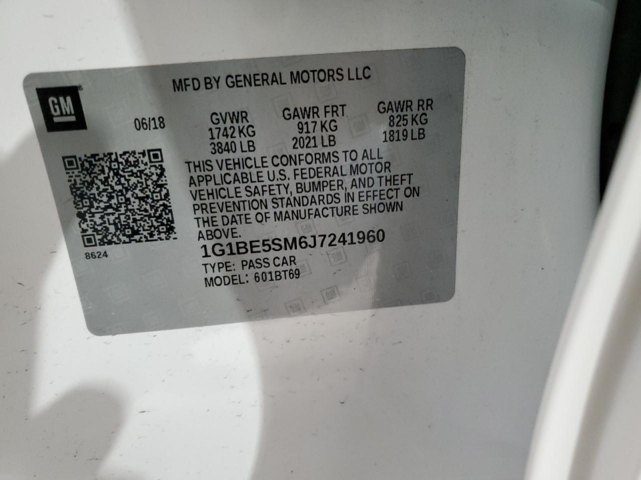 1G1BE5SM6J7241960 CHEVROLET CRUZE 2018