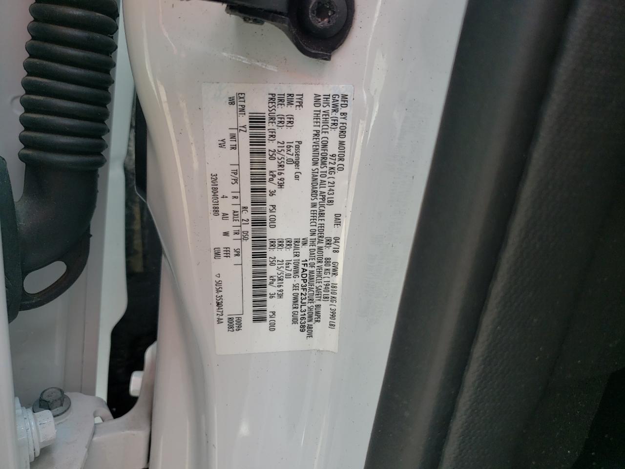 1FADP3F23JL316389 FORD FOCUS 2018