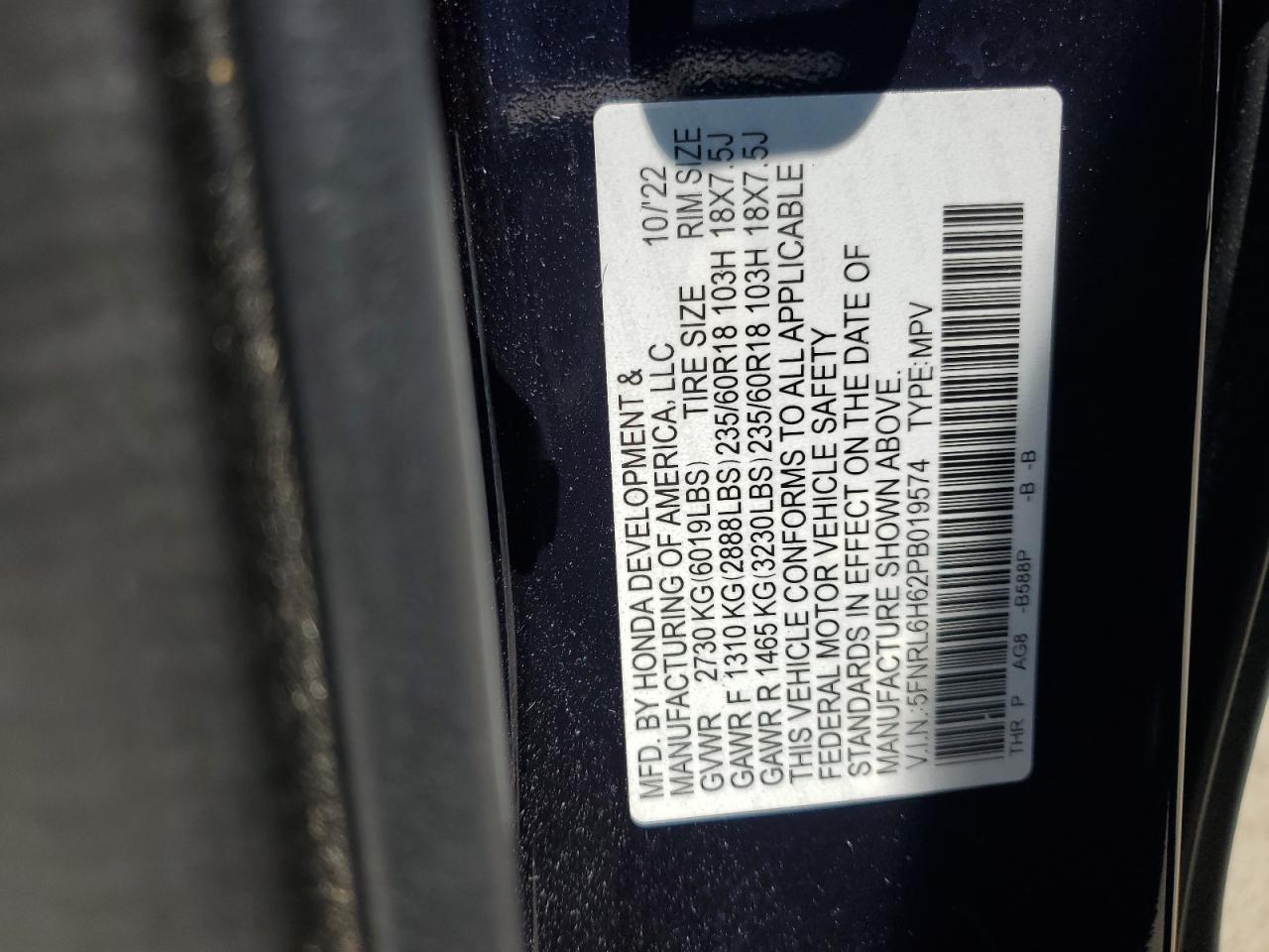 5FNRL6H62PB019574 HONDA All Models 2023