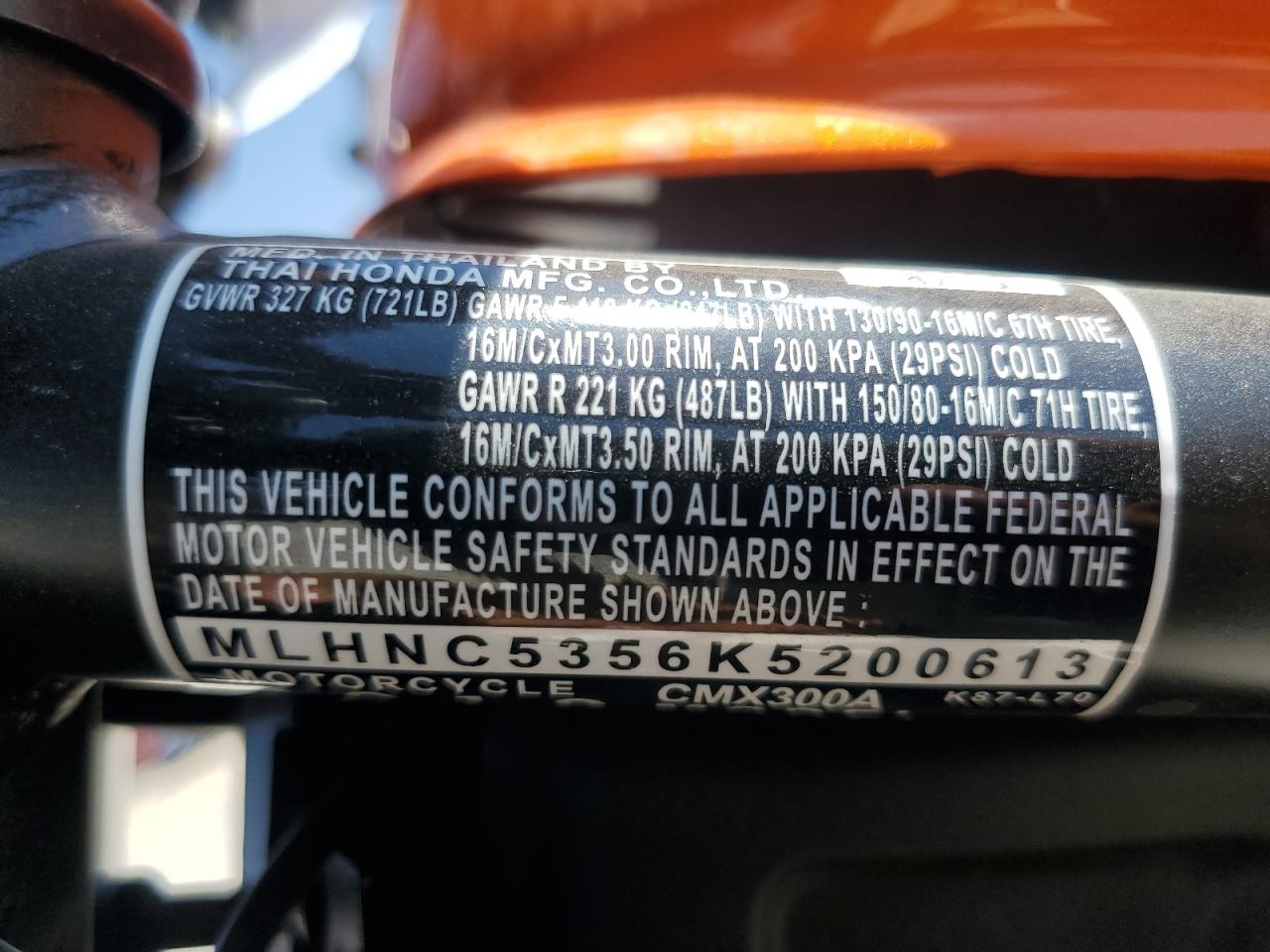 MLHNC5356K5200613 HONDA CM CYCLE 2019