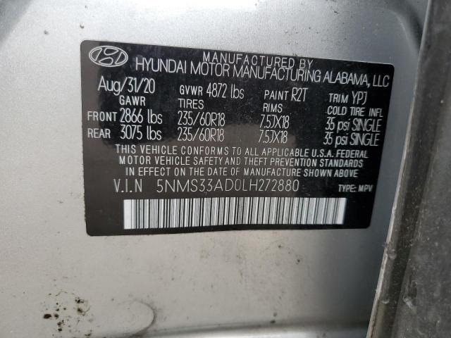 5NMS33AD0LH272880 | 2020 HYUNDAI SANTA FE S