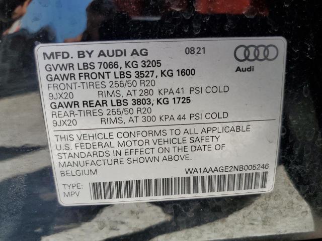 2022 AUDI E-TRON PRE - WA1AAAGE2NB005246