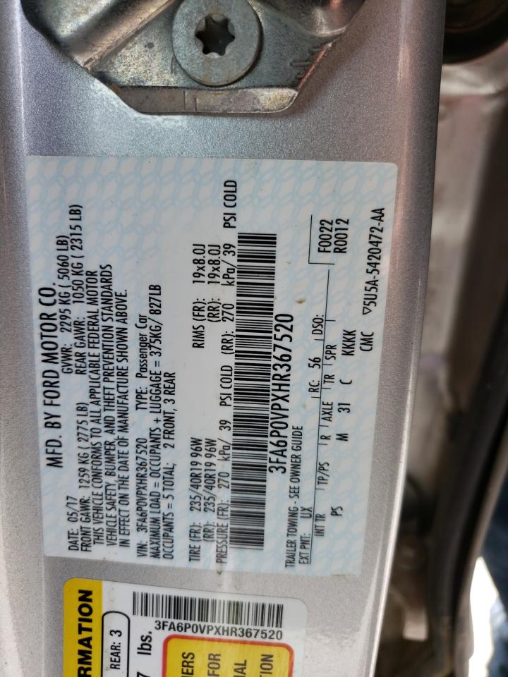 3FA6P0VPXHR367520 FORD FUSION 2017