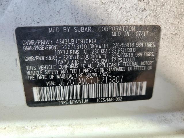 VIN: JF2GTAMC7JH213807 Auction: COPART Lot: 55822753 Location: TX - LONGVIEW JF2GTAMC7JH213807 SUBARU CROSSTREK 2018 WHITE Photo 13