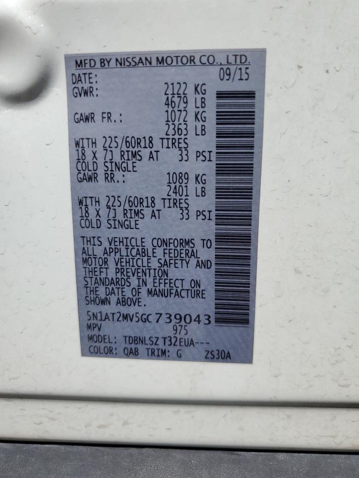 5N1AT2MV5GC739043 NISSAN ROGUE 2016