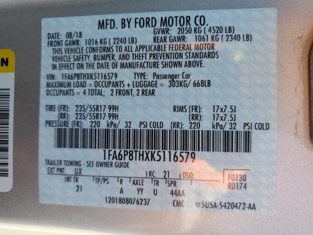 1FA6P8THXK5116579 2019 FORD MUSTANG, photo no. 13