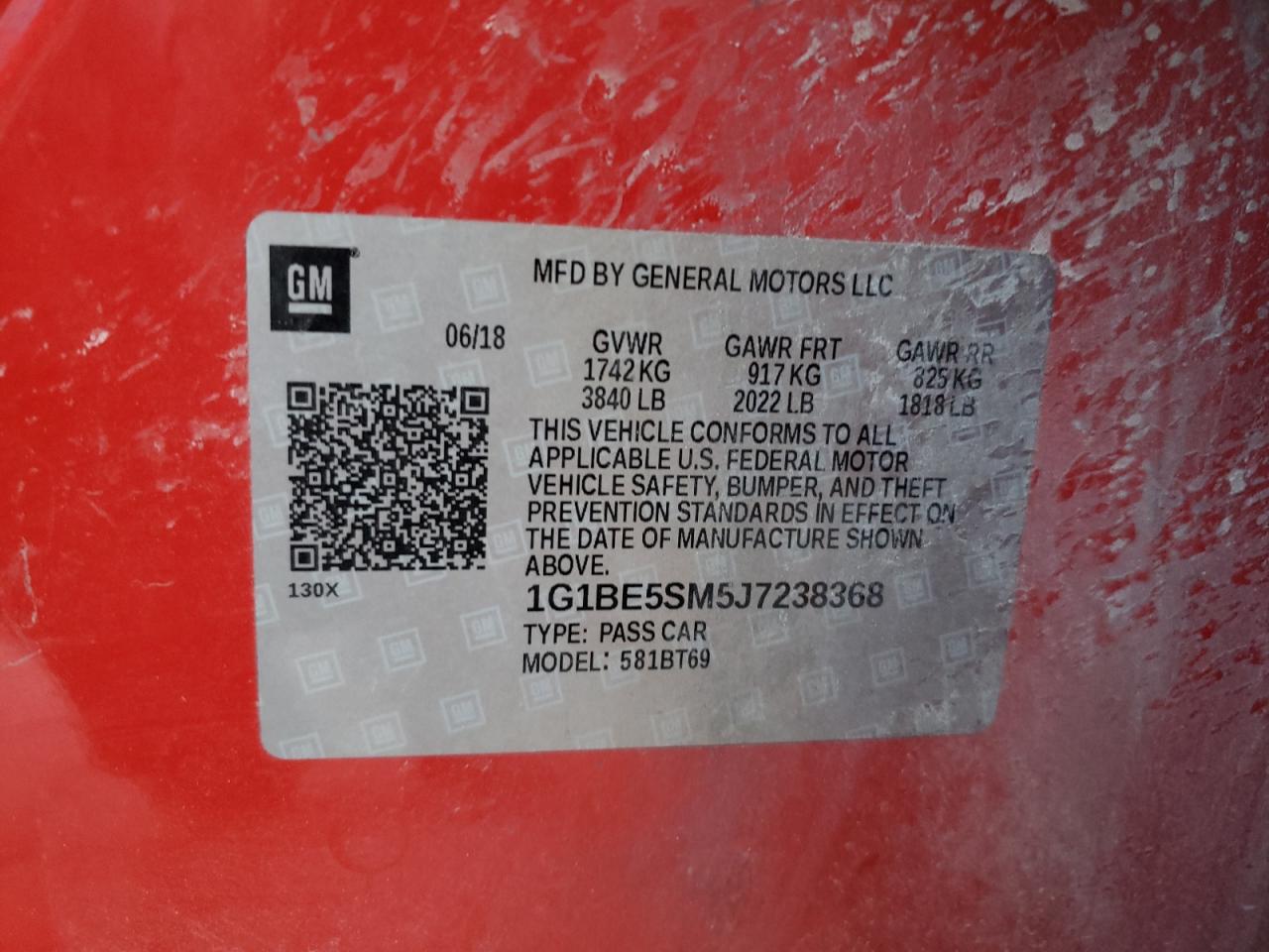 1G1BE5SM5J7238368 CHEVROLET CRUZE 2018