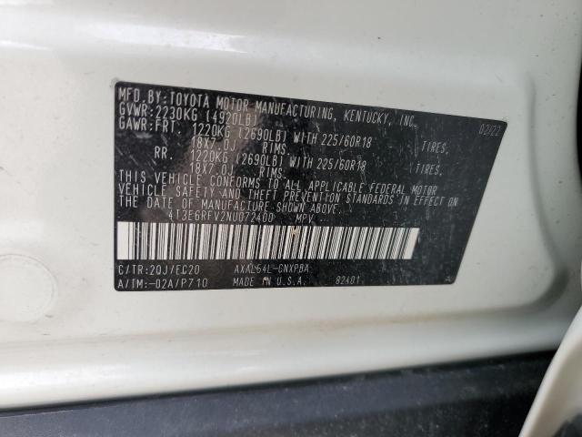 4T3E6RFV2NU072400 Toyota RAV4 XSE