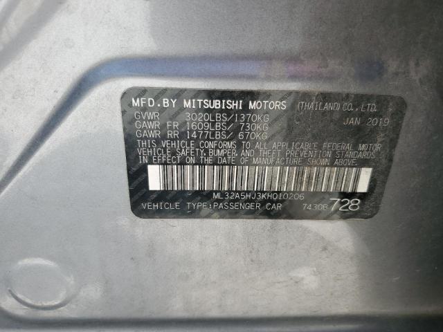2019 MITSUBISHI MIRAGE LE ML32A5HJ3KH010206