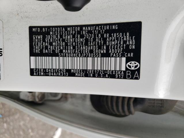 Toyota COROLLA L 2018 5YFBURHE8JP780550 Image 12