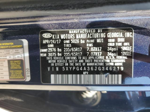 5XYPG4A36JG346219 KIA SORENTO LX