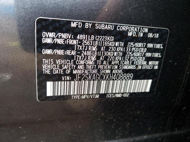 JF2SKAGCXKH408889 Subaru Forester Premium