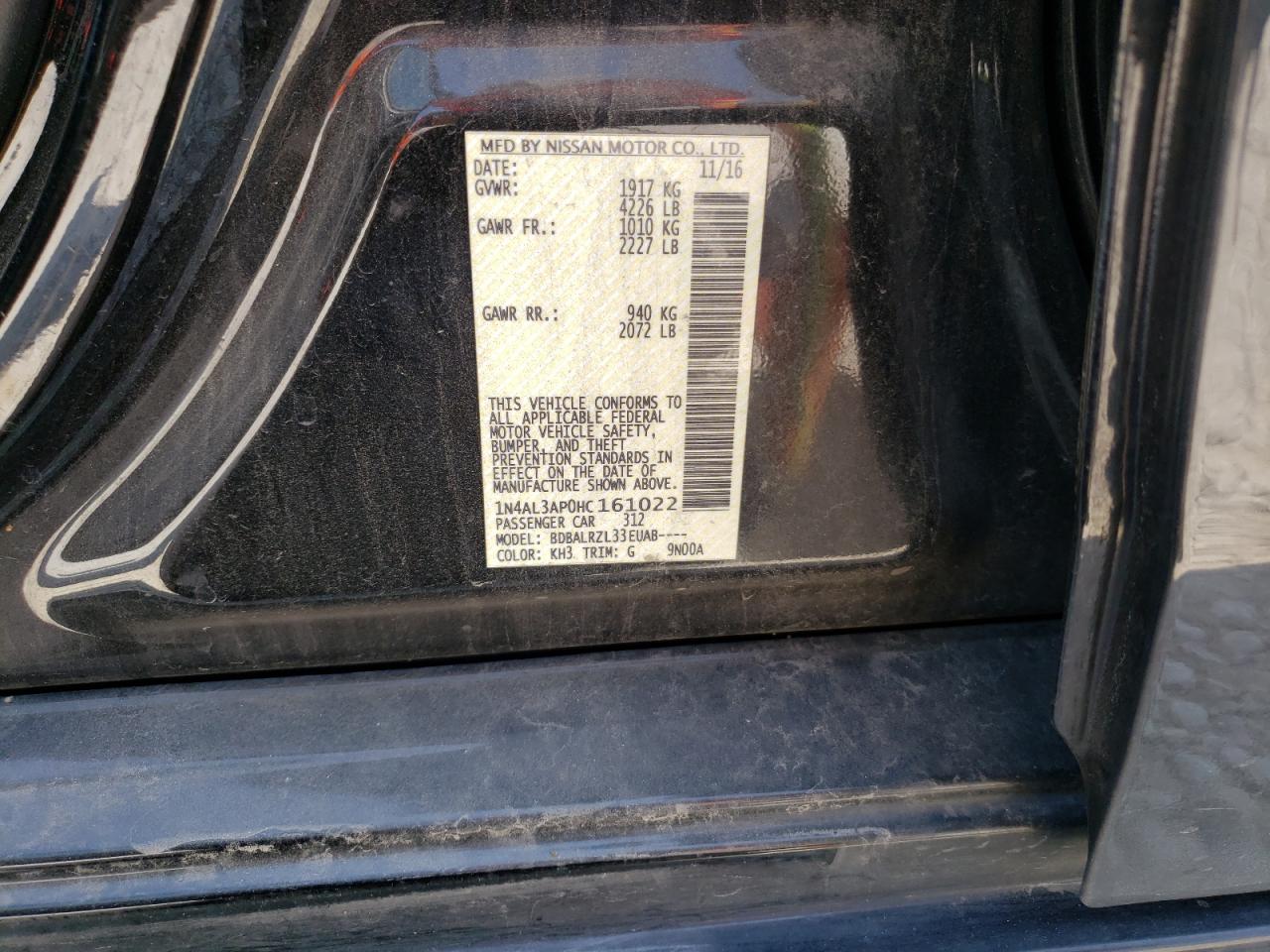 1N4AL3AP0HC161022 NISSAN ALTIMA 2017