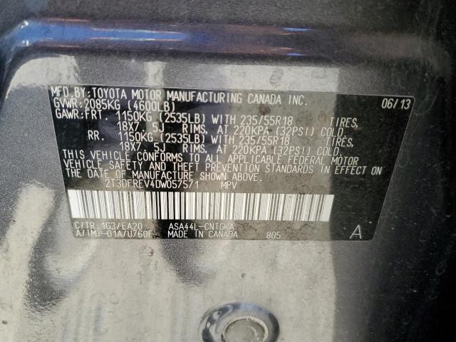 VIN 2T3DFREV4DW057571 2013 TOYOTA RAV4 no.13