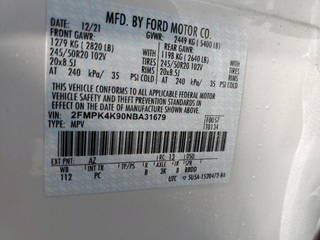 2FMPK4K90NBA31679 2022 FORD EDGE, photo no. 13