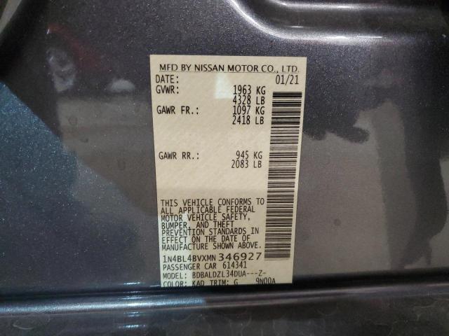 1N4BL4BVXMN346927 | 2021 NISSAN ALTIMA