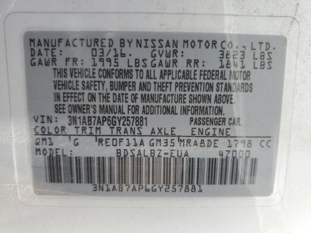3N1AB7AP6GY257881 Nissan SENTRA S