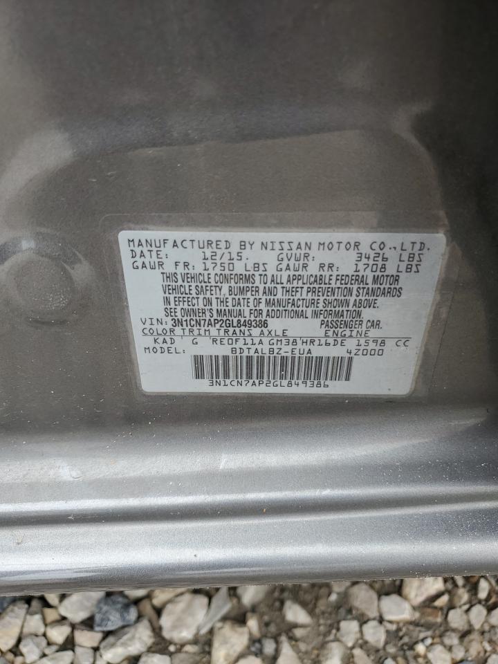 3N1CN7AP2GL849386 NISSAN VERSA 2016