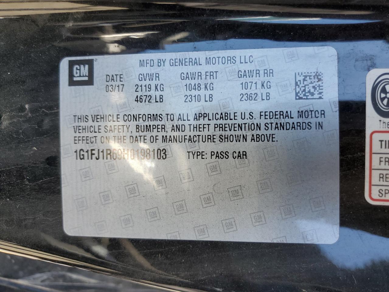 1G1FJ1R69H0198103 CHEVROLET CAMARO 2017
