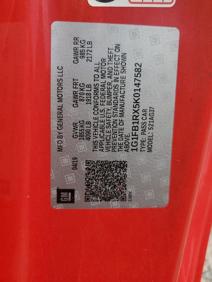 1G1FB1RX5K0147582 CHEVROLET CAMARO 2019
