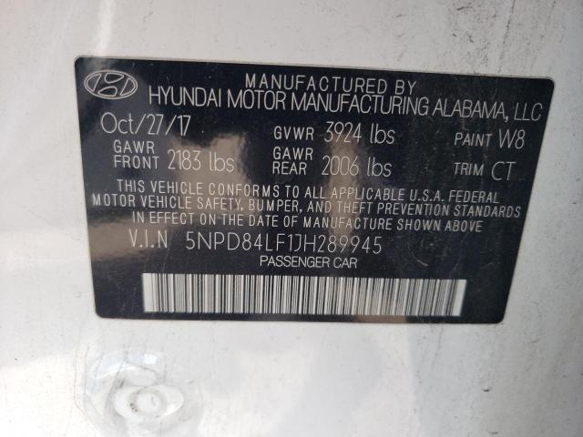 5NPD84LF1JH289945 Hyundai ELANTRA SEL