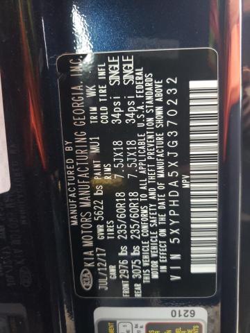 5XYPHDA5XJG370232 KIA SORENTO EX