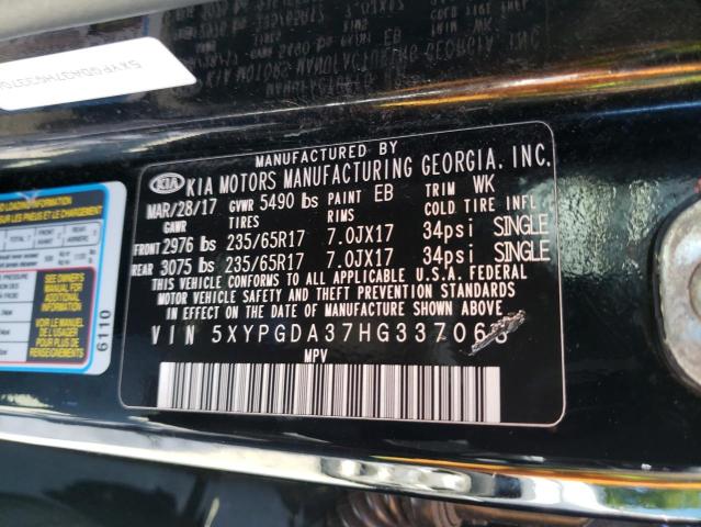 5XYPGDA37HG337068 KIA SORENTO LX