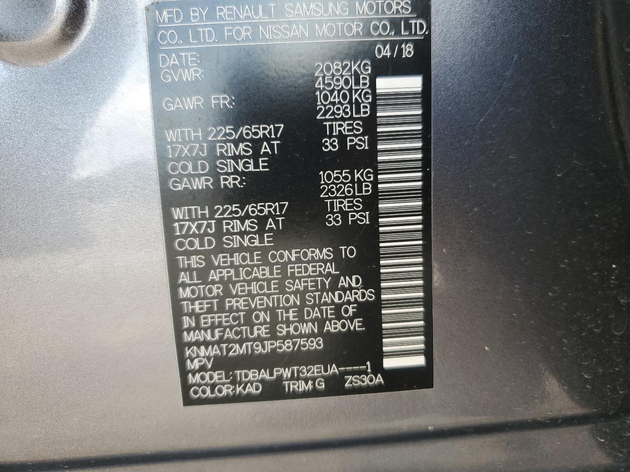 KNMAT2MT9JP587593 NISSAN ROGUE 2018