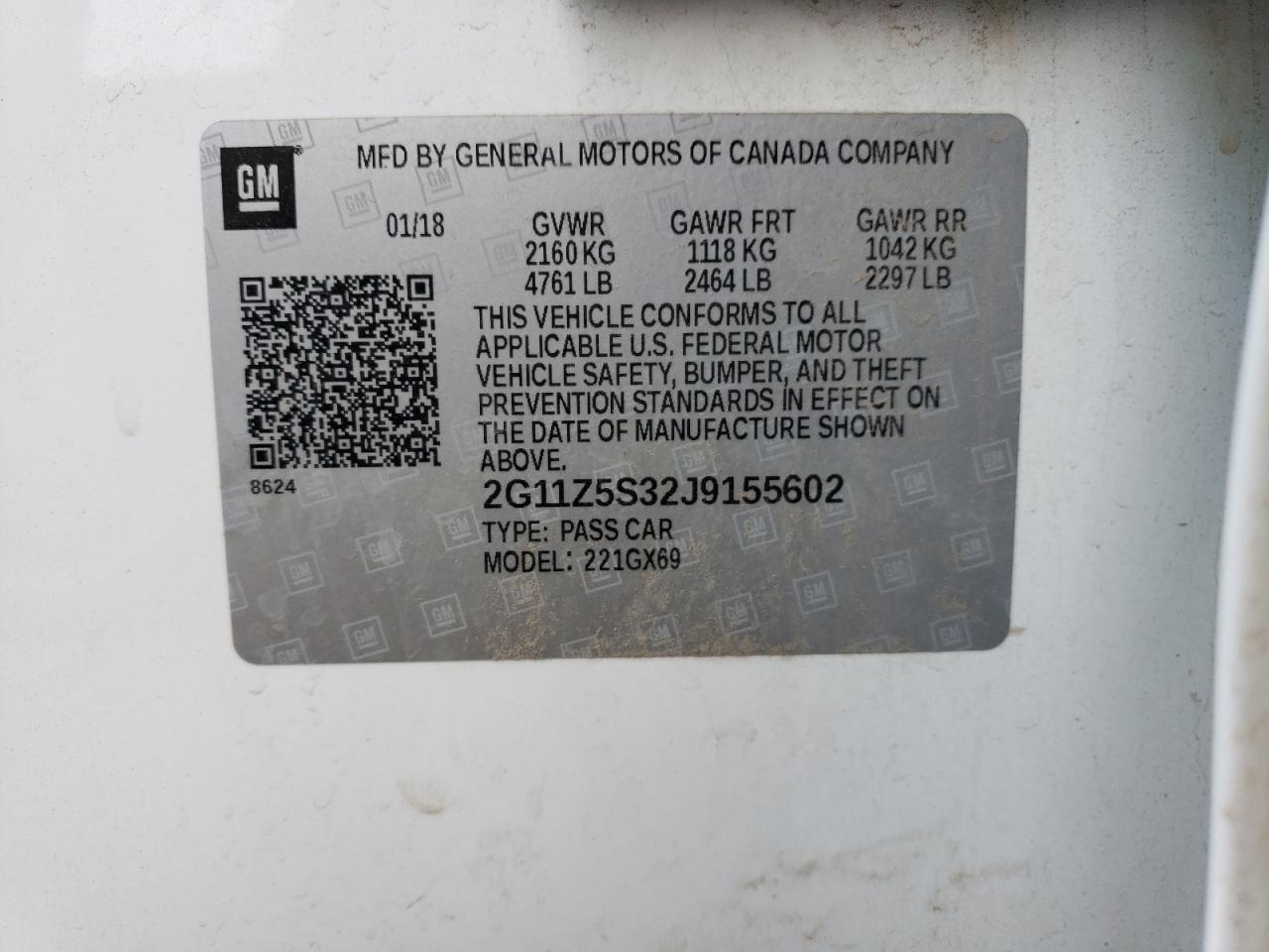 2G11Z5S32J9155602 CHEVROLET IMPALA 2018