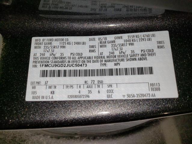 1FMCU9GD2JUC50473 Ford ESCAPE SE