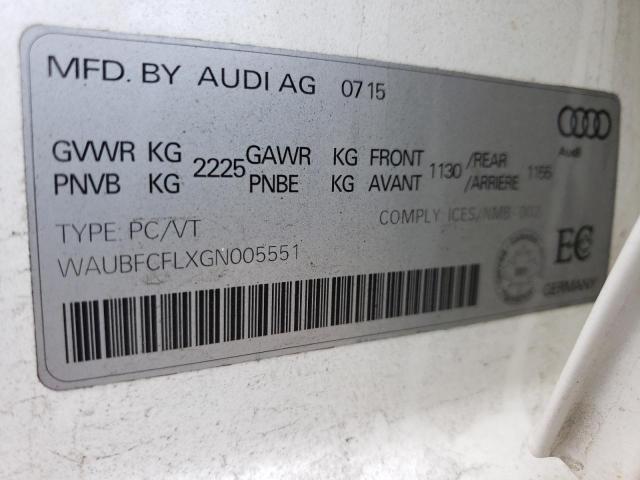 2016 AUDI A4 KOMFORT WAUBFCFLXGN005551