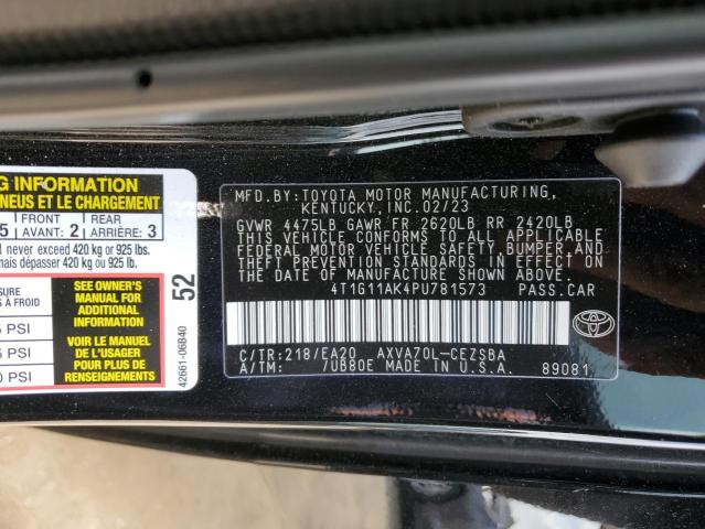 4T1G11AK4PU781573 Toyota Camry Se Night Shade