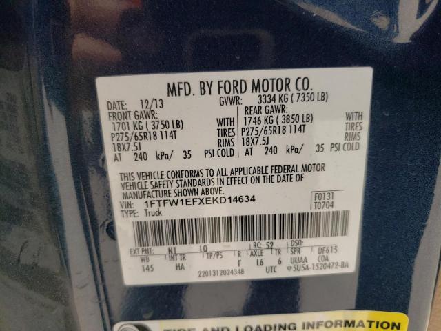 1FTFW1EFXEKD14634 Ford F150 Supercrew