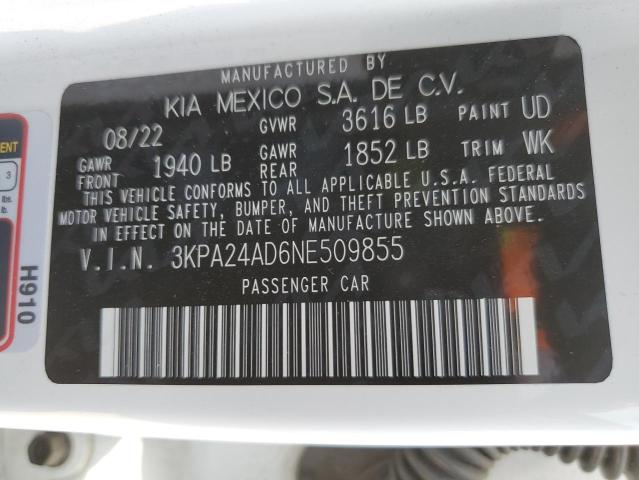 3KPA24AD6NE509855 KIA RIO LX