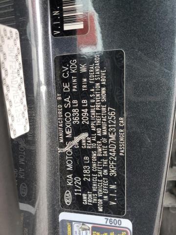 3KPF24AD7ME312567 KIA FORTE FE