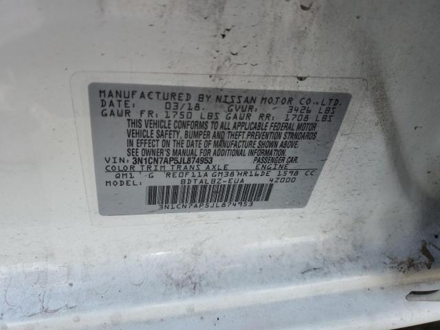 3N1CN7AP5JL874953 Nissan VERSA S