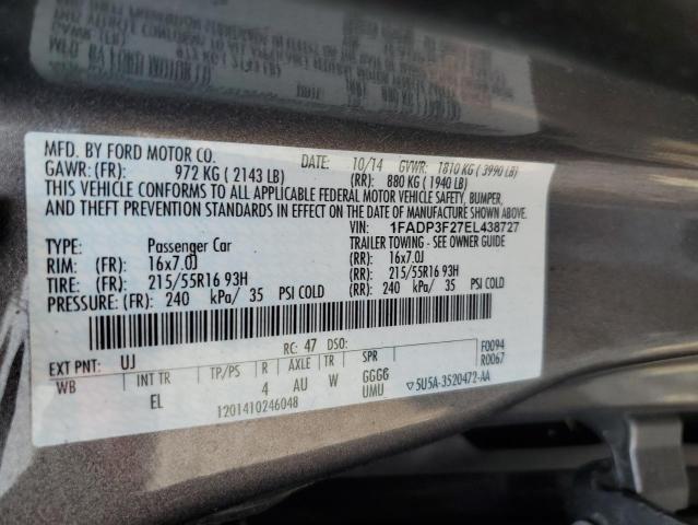 1FADP3F27EL438727 Ford FOCUS SE
