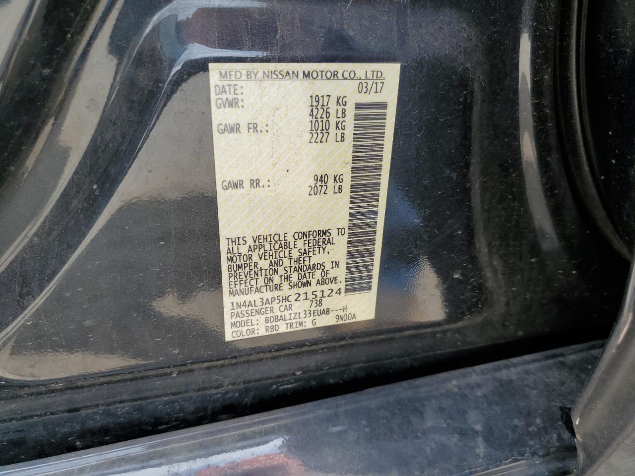 1N4AL3AP5HC215124 NISSAN ALTIMA 2017