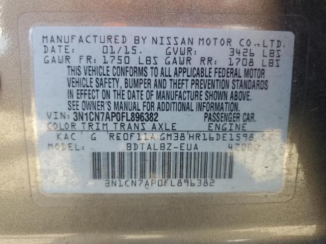 3N1CN7AP0FL896382 Nissan VERSA S