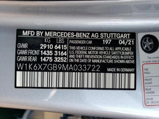 2021 MERCEDES-BENZ S MERCEDES W1K6X7GB9MA033722