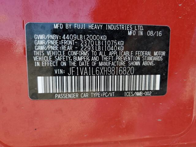JF1VA1L6XH9816820 Subaru Wrx Limited