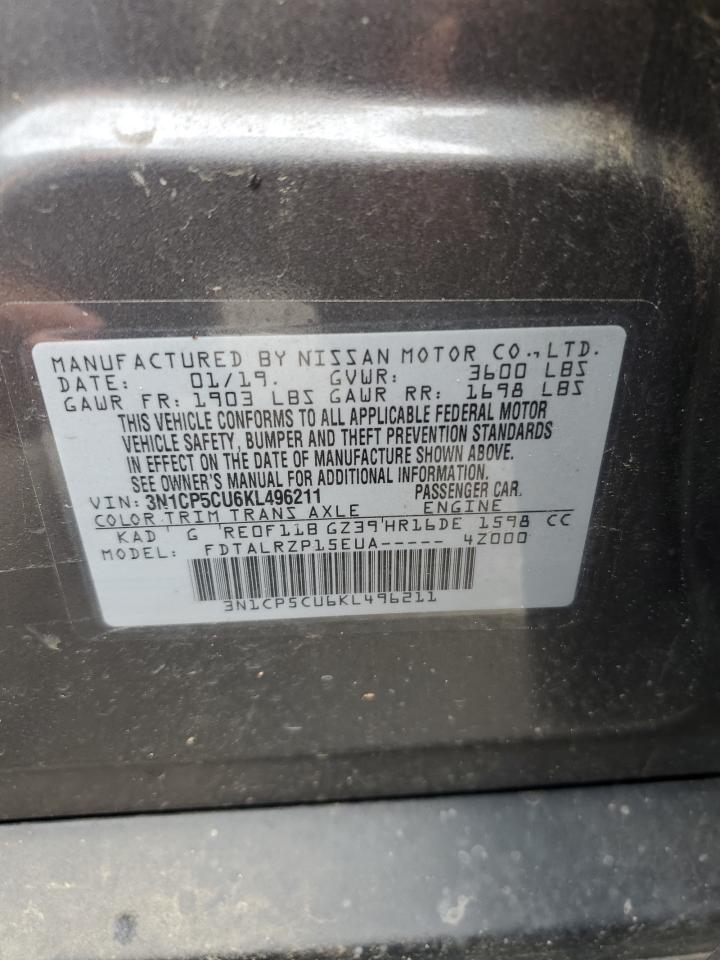 3N1CP5CU6KL496211 NISSAN KICKS 2019