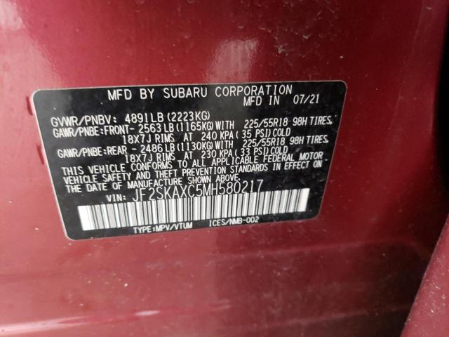 VIN JF2SKAXC5MH580217 2021 SUBARU FORESTER no.13